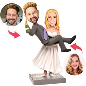 Lady Holding Man with Champagne Bobblehead