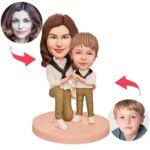 Mother and Son Make a Heart Custom Bobblehead