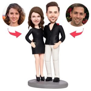 Valentines Gift Couple in Black Custom Bobblehead