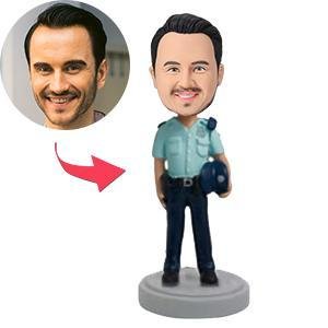 Police Officer Holding Hat Bobblehead