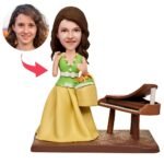Female Pianist Standing by Piano Bobblehead