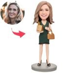 Mom with Baguette and Bag Custom Bobblehead