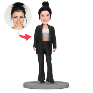 Girl in Black Oversize Suit Custom Bobblehead