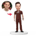 Male Doctor Bobblehead in Red Scrubs
