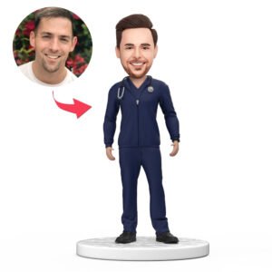 Doctor Custom Bobblehead in Blue Scrubs Gift