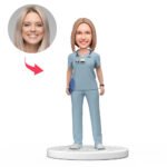 Doctor Custom Bobblehead in Light Blue Scrubs
