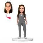 Female Doctor Custom in Grey Scrubs Gift