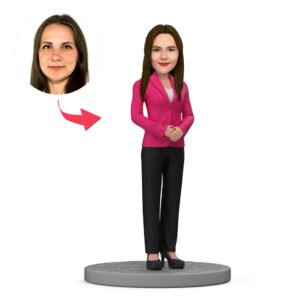 Business woman bobblehead in pink business attire