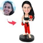 Female boxer bobblehead with realistic fighting pose