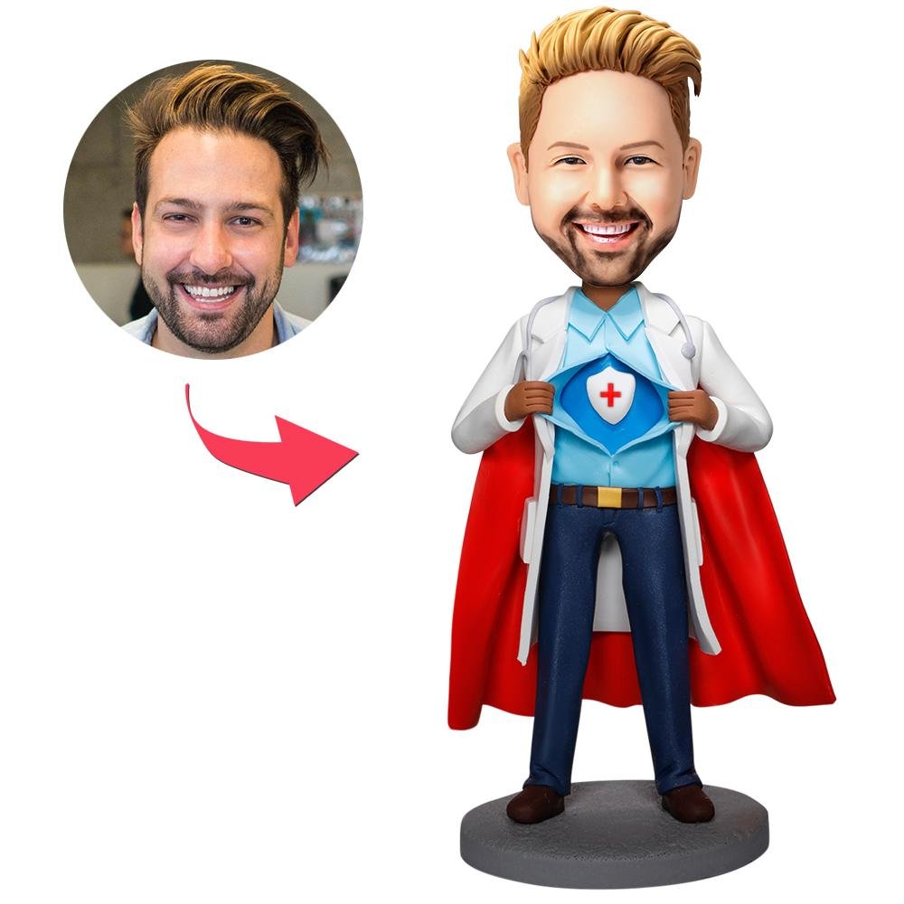 Super Doctor Bobblehead with Medical Shield - Printshop4me.au Super Doctor Bobblehead with Medical Shield