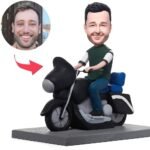 Cool man riding motorcycle bobblehead