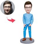 Blue Suit Modern Casual Man Custom Bobblehead