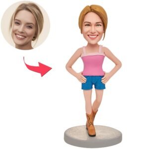 Woman Wearing Suspenders Custom Bobblehead