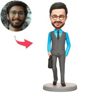 Cool Business Man with Bag Bobblehead