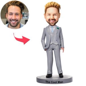 Stylish Business Man in Grey Suit Bobblehead