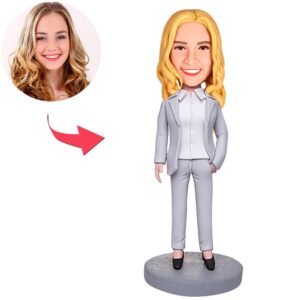 Grey Suit Boss Business Woman Bobblehead