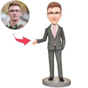 Grey Suit Business Man Bobblehead