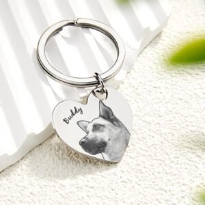 Pet Portrait Heart Keychain