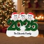 Custom Family Name & Year Snowman Ornament