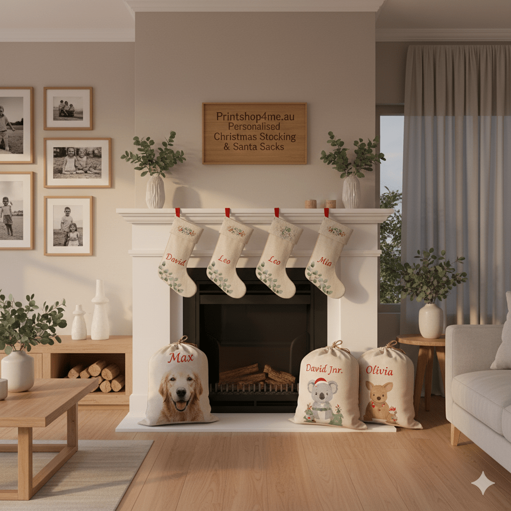 Australian Personalised Christmas Stockings & Santa Sacks