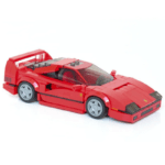 Red classic supercar building blocks model with detailed design, rear spoiler and sleek body, displayed on a clean background