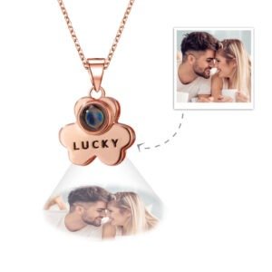 GYNL1324-2jpg - Printshop4me.au Personalized Lucky Flower Projection Necklace in Rose Gold with Hidden Photo, Custom Picture Projection Pendant for Couples, Romantic Anniversary Gift, Photo Inside Necklace for Her.