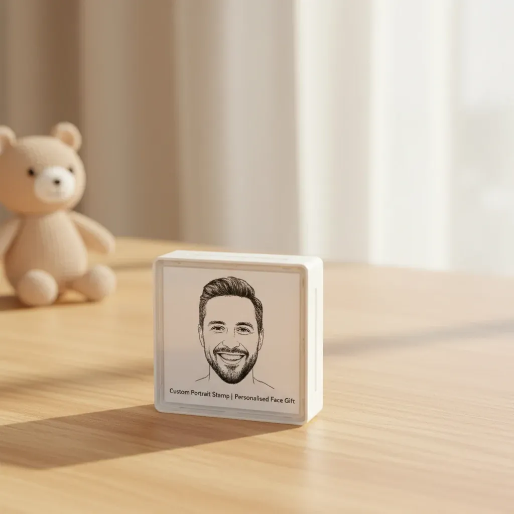 Custom Portrait Stamp – personalised gift, premium product photo