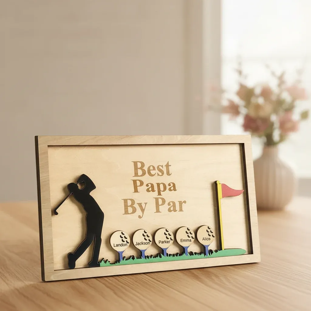 Personalised Wooden Golf Sign Engraved Golf Plaque with Name – personalised gift, premium product photo